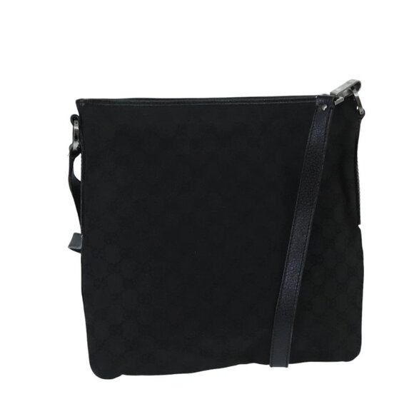 GUCCI GG Canvas Shoulder Bag Black Silver 113013 Auth bs20185 - Picture 1 of 16